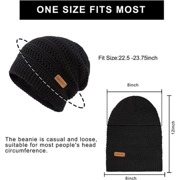 OMECHY Beanie for Men Women Winter Knit Warm Hat Stretch Plain Cuff Toboggan Cap main image 6